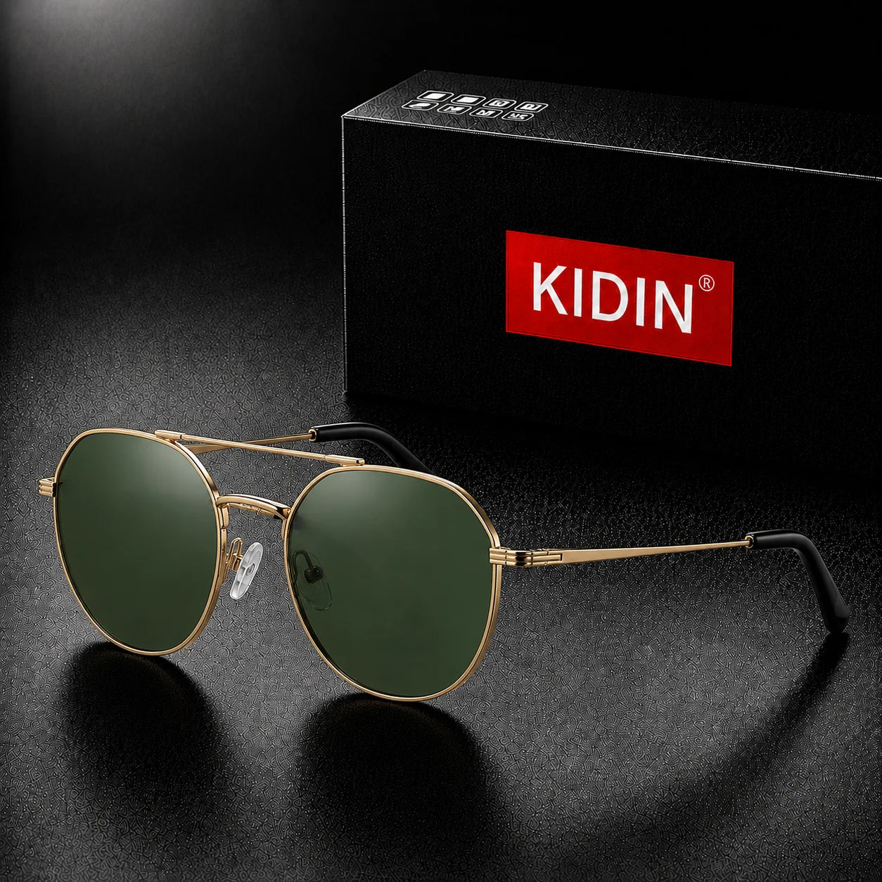 KIDIN Double Bridge Octagon Aviator Sunglasses – UV400 Unisex Metal Frame