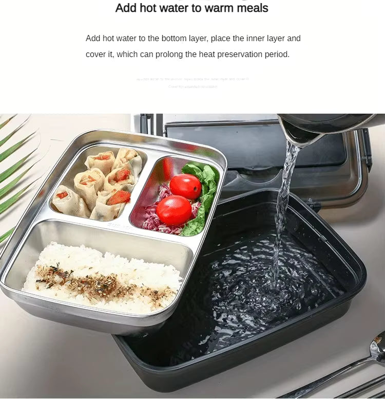 Stainless Steel Bento Lunch Box with Compartments – Easy-Clean Food Container for Work & Office