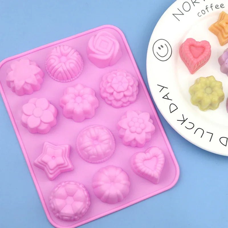 12 - Cavity Silicone Flower Mold – Non - Stick Baking & Dessert Mold – Buy Now at SmartSellHub.shop