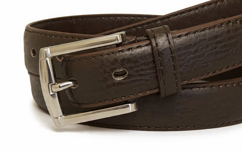 Men's Brown PU Leather Belt for Jeans – Casual & Business Dress Belt Adjustable Size Durable Metal Buckle