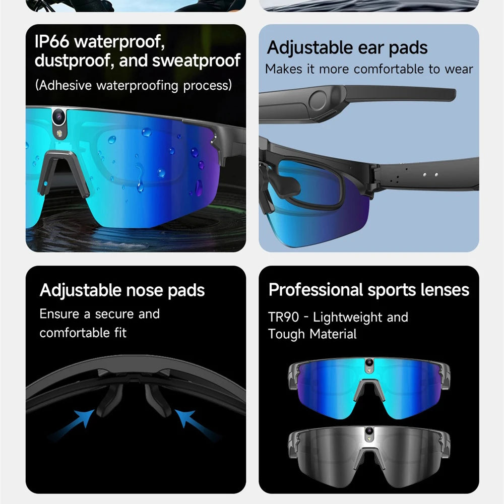 AI Cycling Smart Glasses with 4K Camera, Bluetooth Calls, Translation & Music