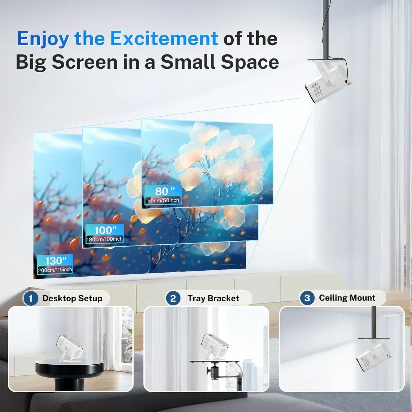 LynCast X1 Smart Mini Projector – WiFi 6, Bluetooth 5.4, Native 720P, 4K Supported, Auto Keystone, 180° Rotating Portable Home Theater Projector