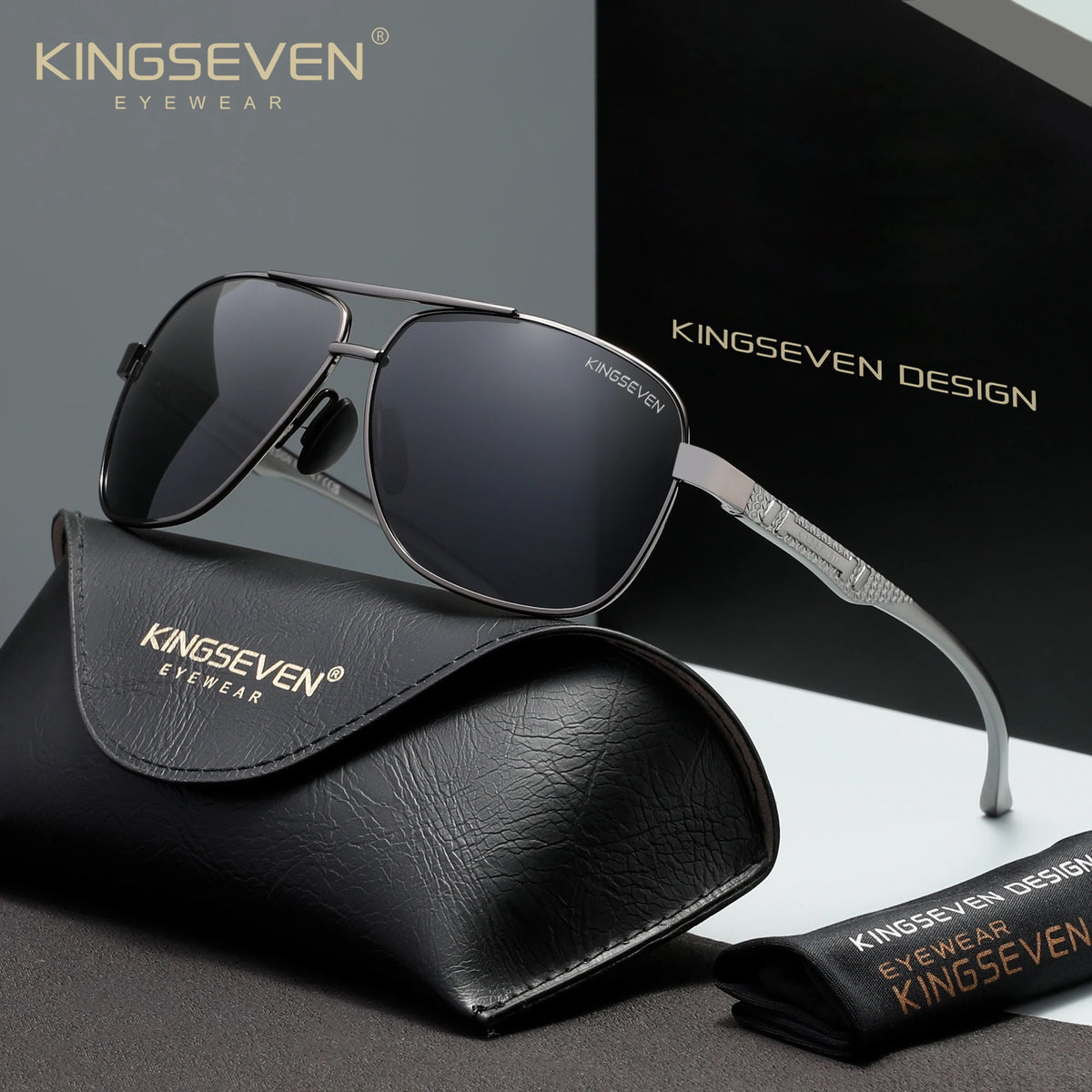 KINGSEVEN Retro Luxury Polarized UV400 Sunglasses Unisex Trendy Protective Eyewear For Ideal For Driving