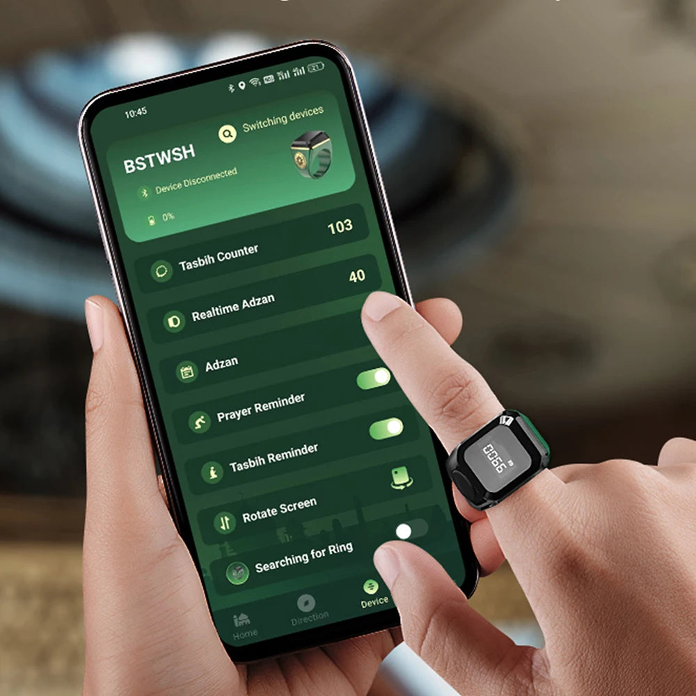 Smart Bluetooth Ring Counter – Rechargeable Digital Finger Tally Counter with LED Display, APP Sync, Vibration Reminder & Portable Click Counter for Sports, Fitness, Prayer & Events
