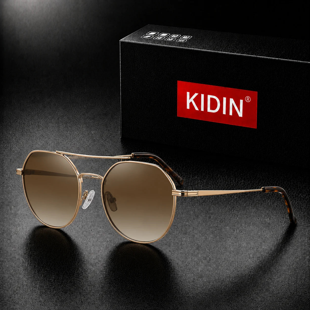 KIDIN Double Bridge Octagon Aviator Sunglasses – UV400 Unisex Metal Frame