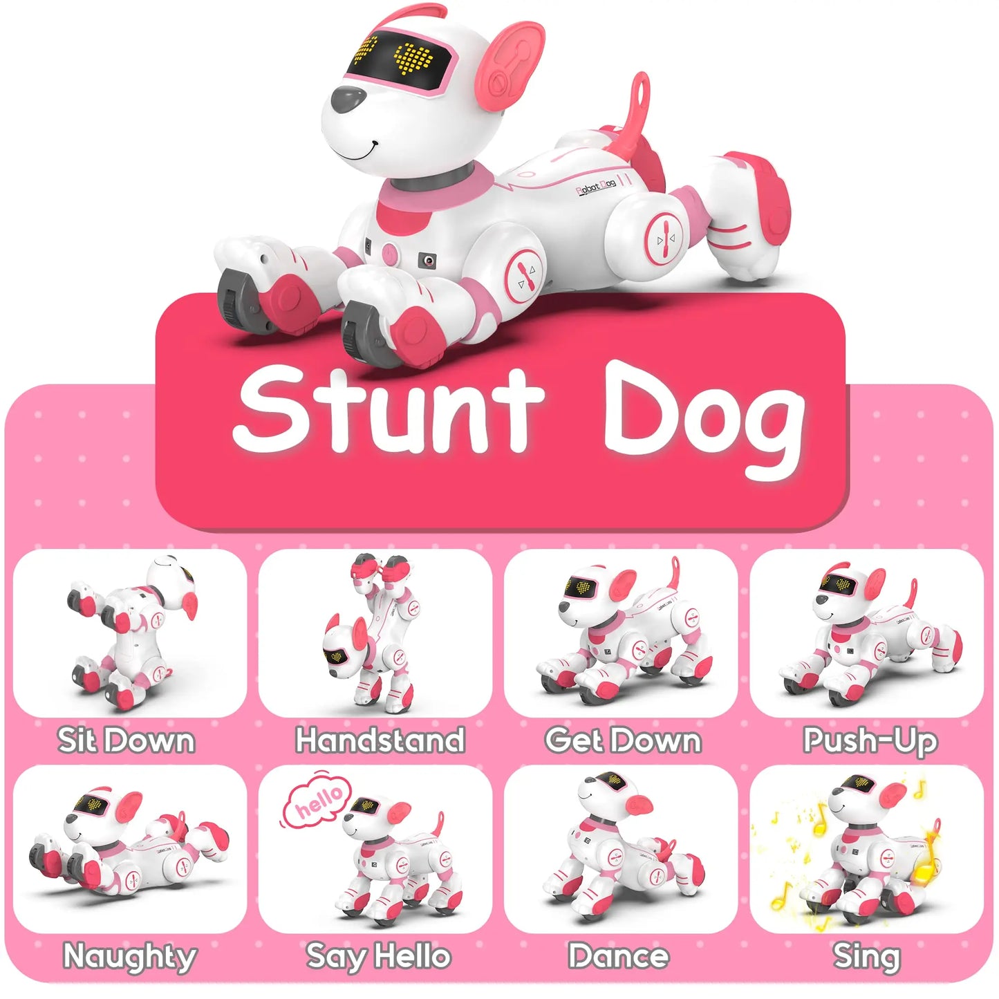 Interactive Robot Dog Toy with Remote Control, Music, Dance, Lights & Stunts