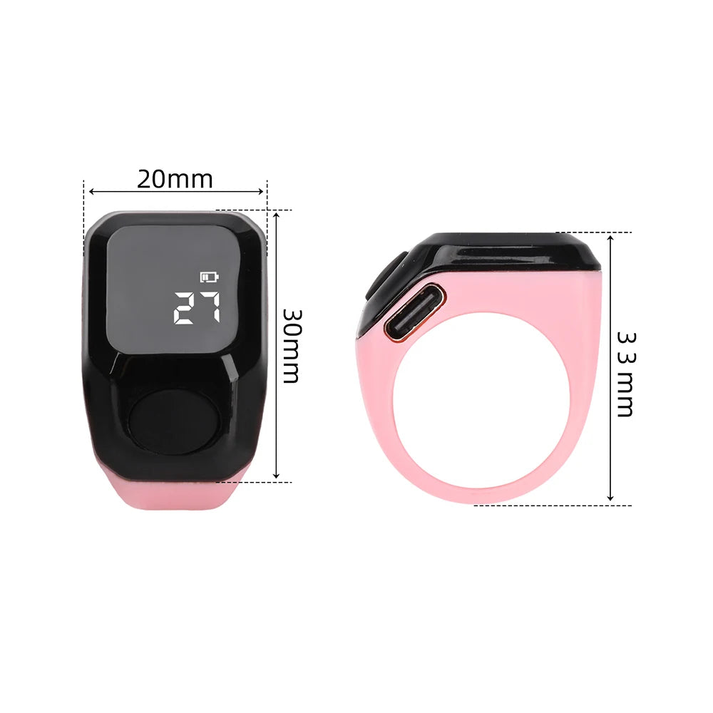 Smart Bluetooth Digital Tasbih Ring – OLED Display & App Control