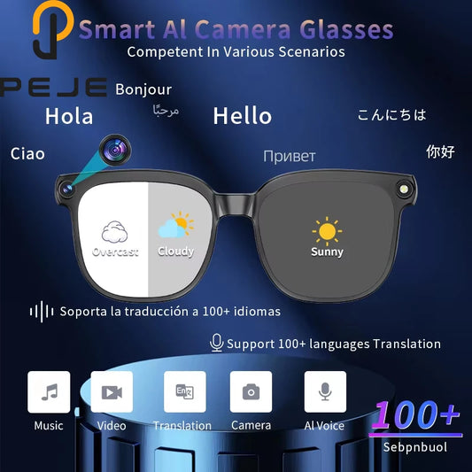 AI Smart Glasses with 1080P Camera, ChatGPT Assistant, Translation & Bluetooth