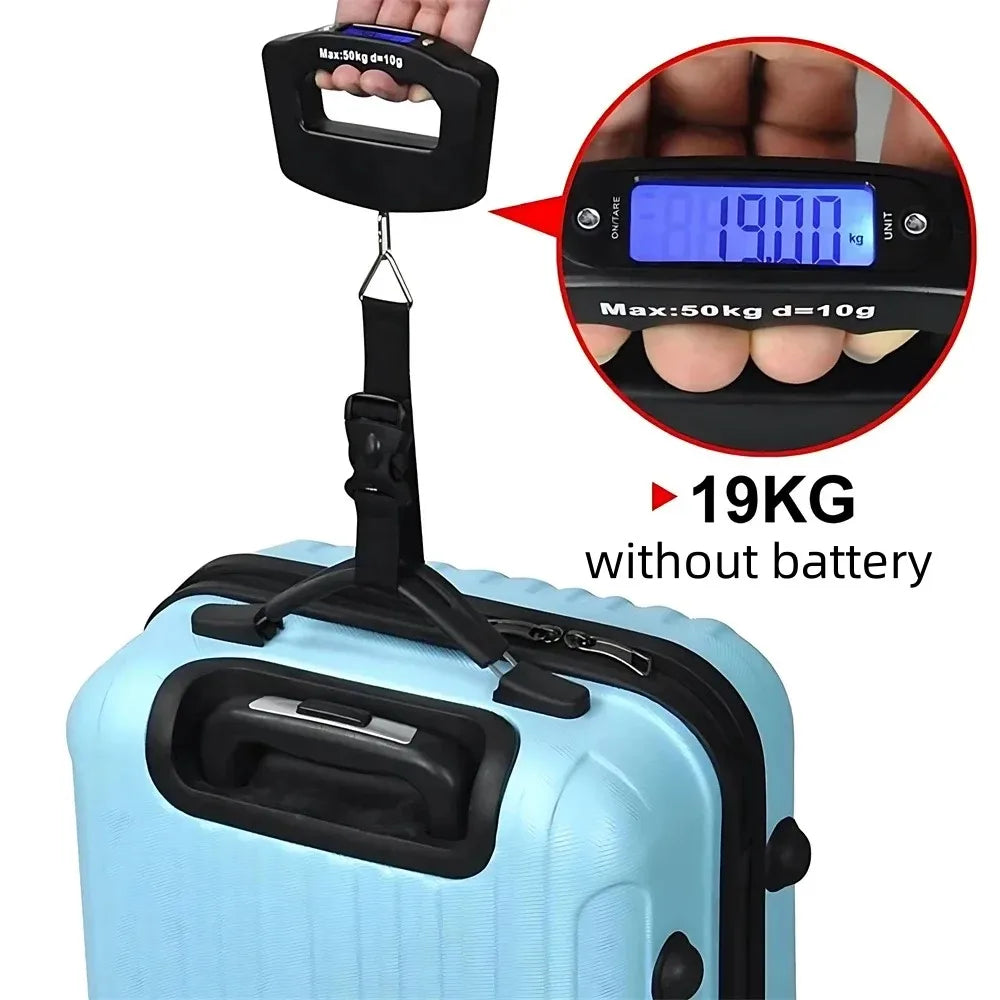 Portable Digital Luggage Scale 110lb/50kg LCD Hanging Travel Baggage Weight Scale with Auto Lock & Tare Function