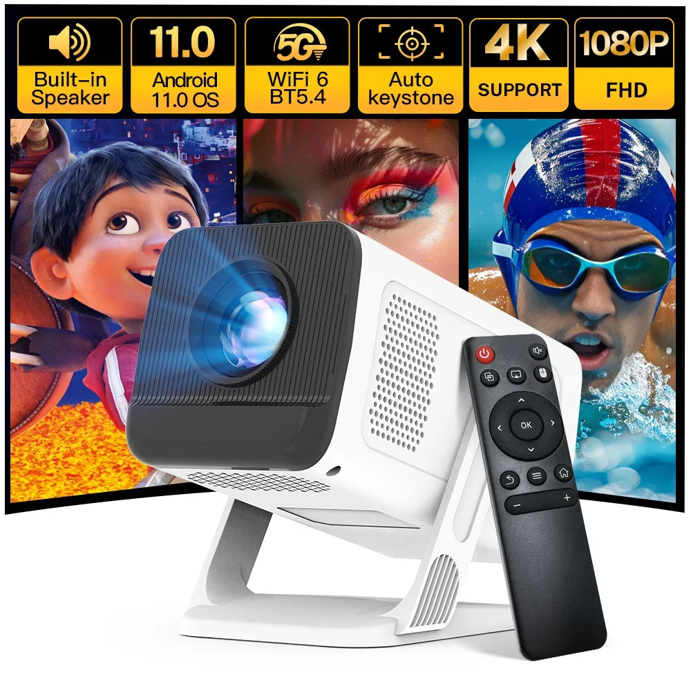 LynCast X1 Smart Mini Projector – WiFi 6, Bluetooth 5.4, Native 720P, 4K Supported, Auto Keystone, 180° Rotating Portable Home Theater Projector