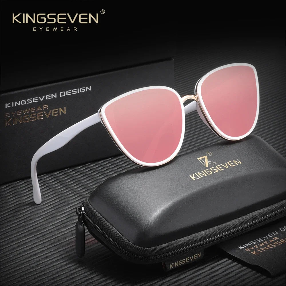 KINGSEVEN Retro Fashion Cat Eye Sunglasses – Vintage UV400 Driving Glasses for Women
