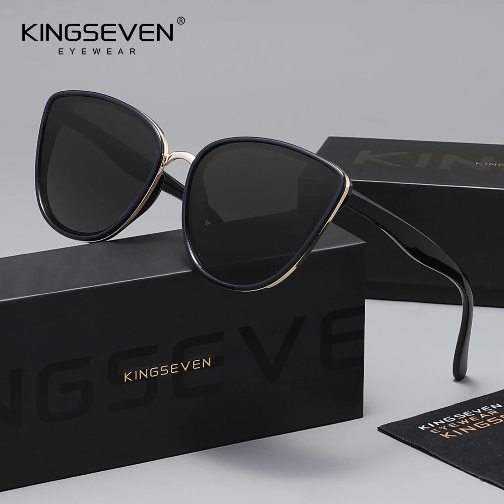 KINGSEVEN Retro Fashion Cat Eye Sunglasses – Vintage UV400 Driving Glasses for Women
