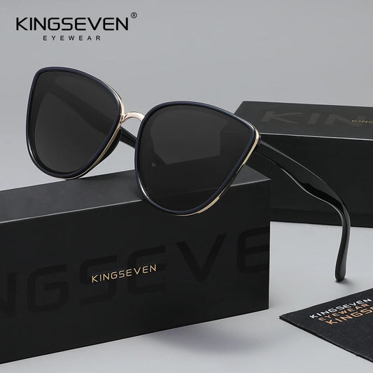 KINGSEVEN Retro Fashion Cat Eye Sunglasses – Vintage UV400 Driving Glasses for Women