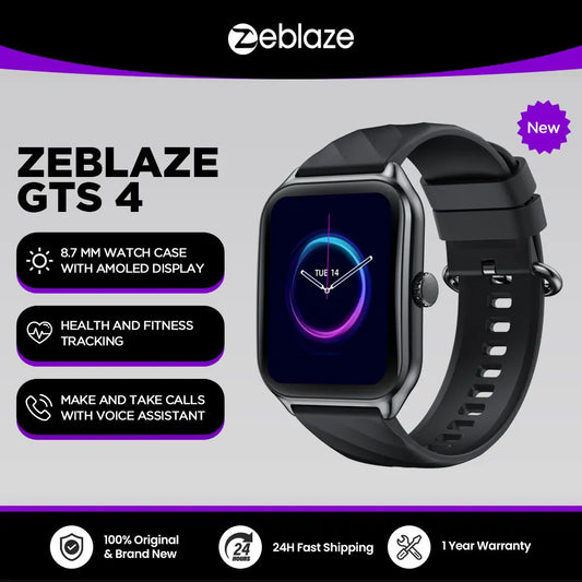Zeblaze GTS 4 Smart Watch 1.94" HD AMOLED Display, Bluetooth Calling, Heart Rate, SpO2, 100+ Sports Modes