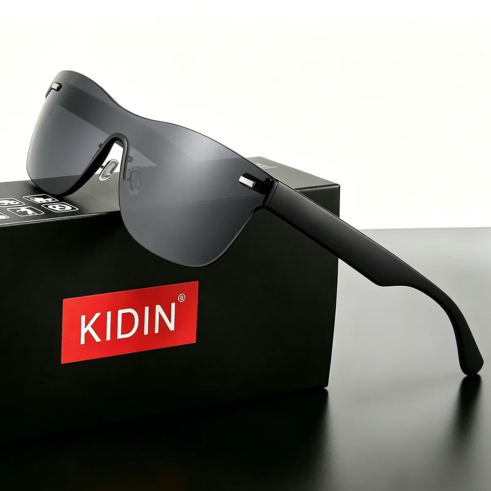 Unisex Polarized Rimless Sunglasses UV400 Wraparound Sports Eyewear