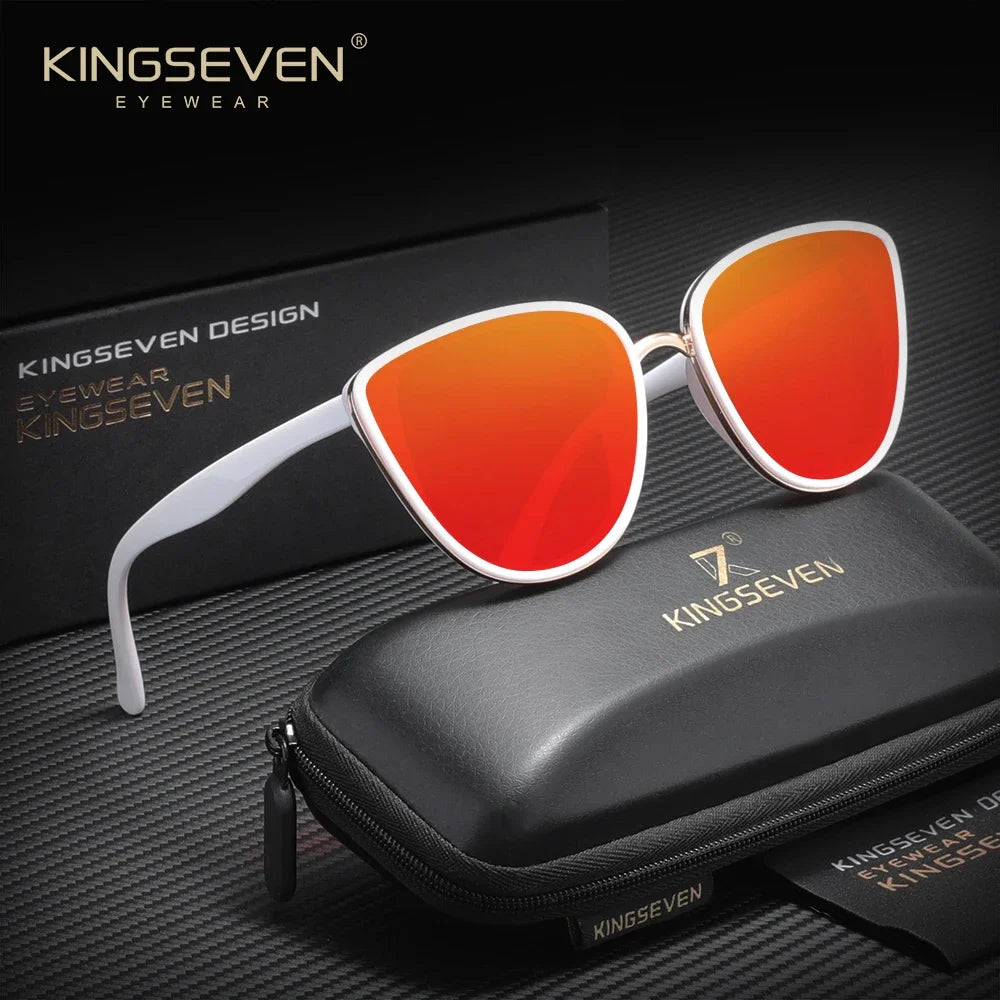 KINGSEVEN Retro Fashion Cat Eye Sunglasses – Vintage UV400 Driving Glasses for Women