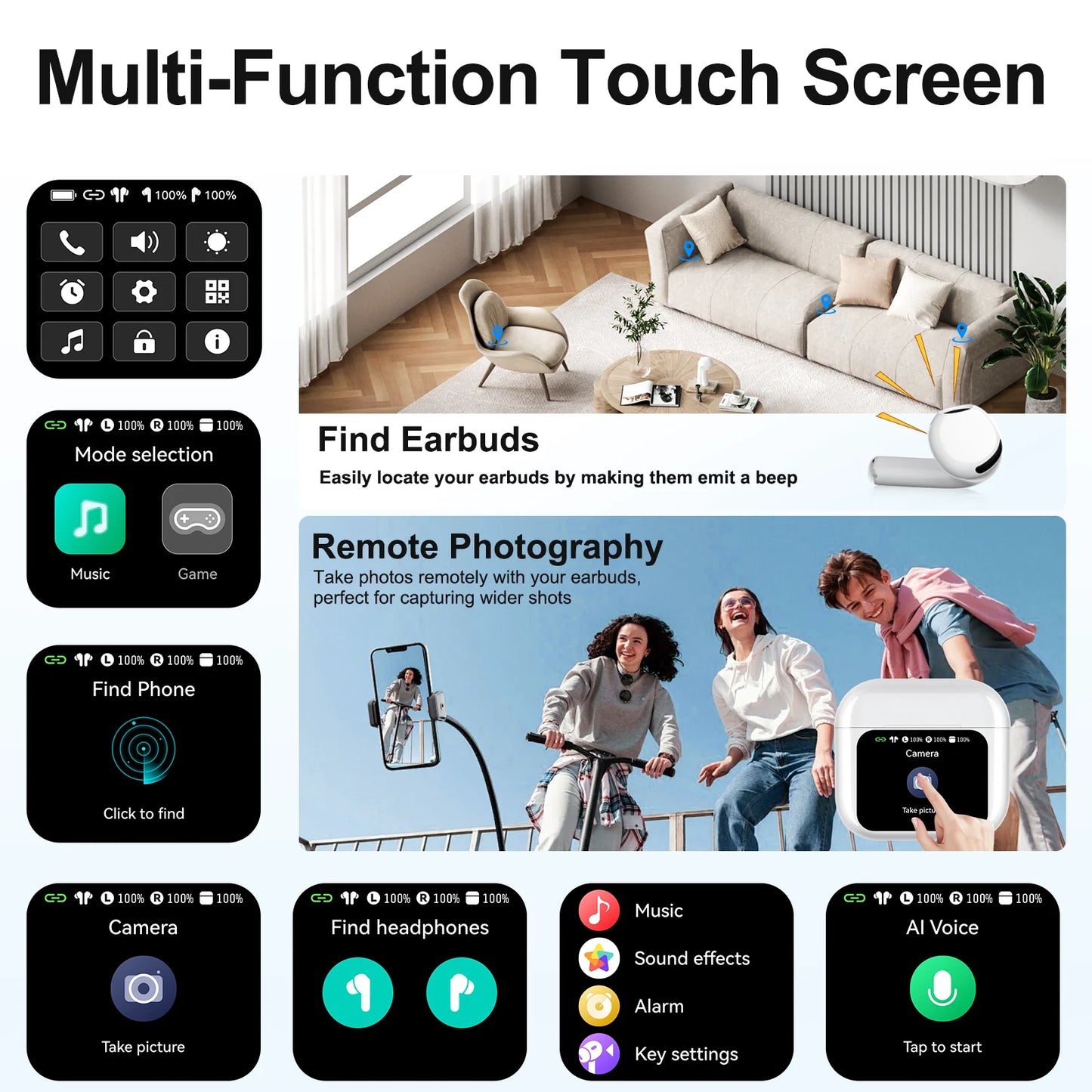 AI Translator Earbuds with Smart Touchscreen Case, 144 Languages, ANC & IPX7