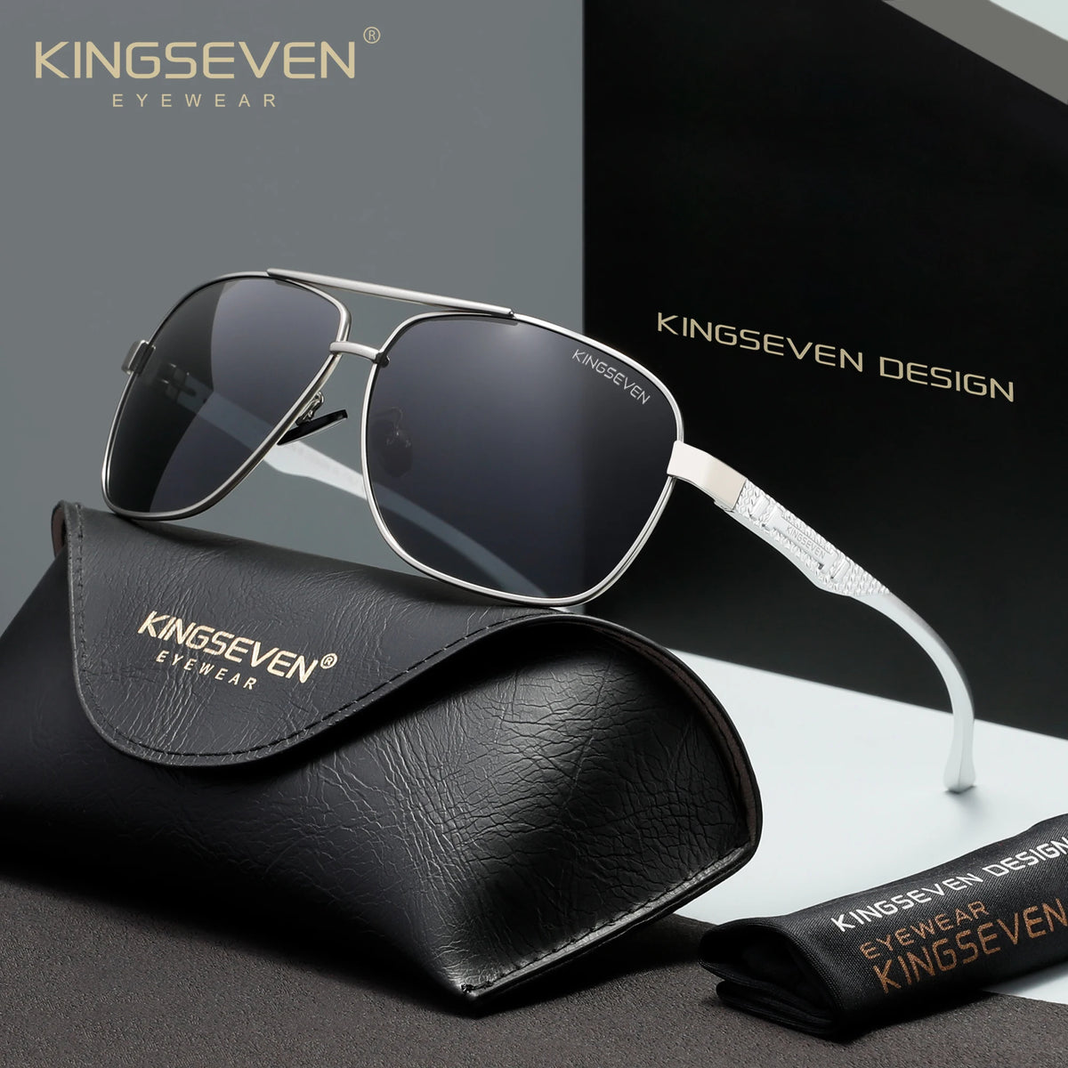 KINGSEVEN Retro Luxury Polarized UV400 Sunglasses Unisex Trendy Protective Eyewear For Ideal For Driving