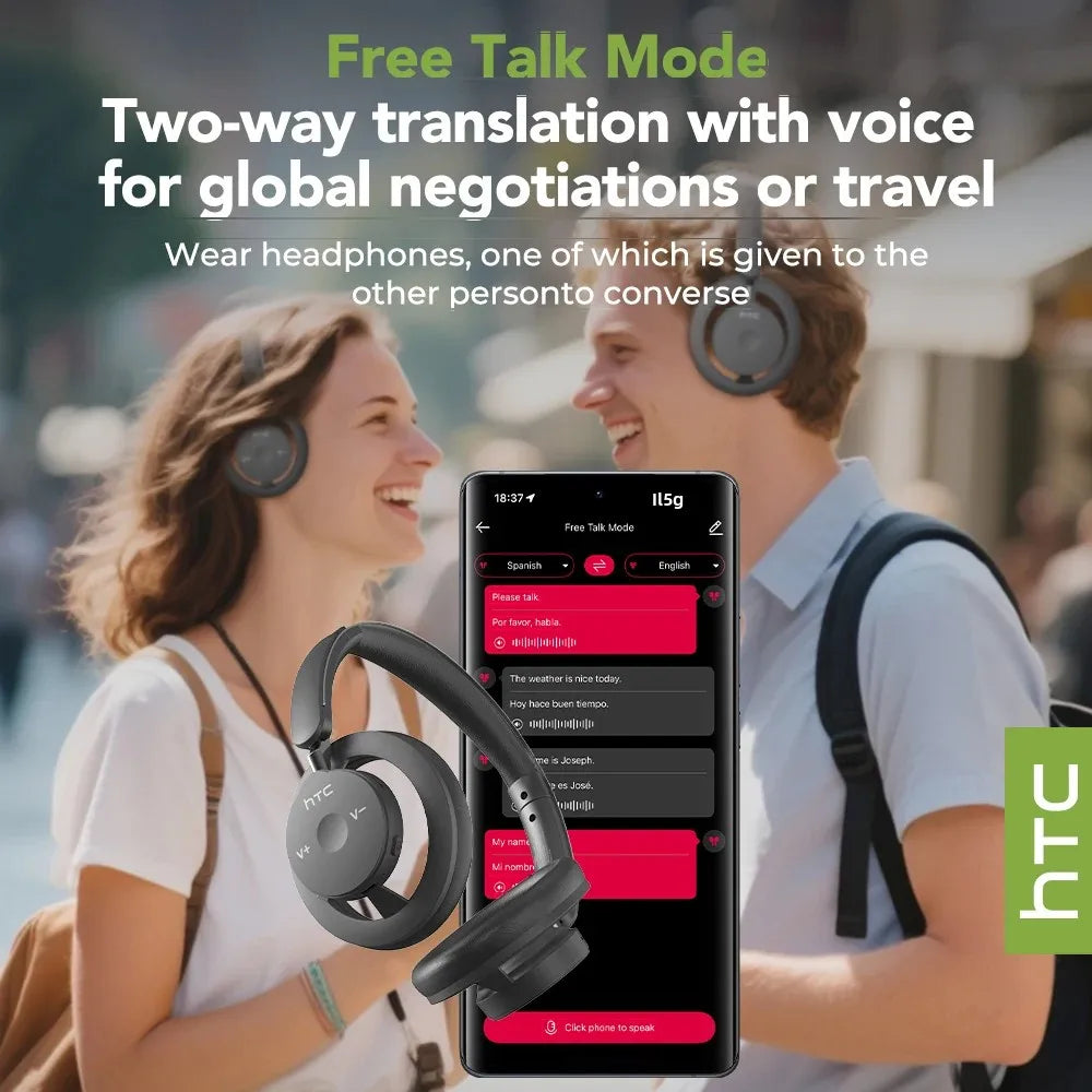 HTC HP06 Open-Ear Wireless Headphones – AI Real-Time Translation & Bluetooth 5.3