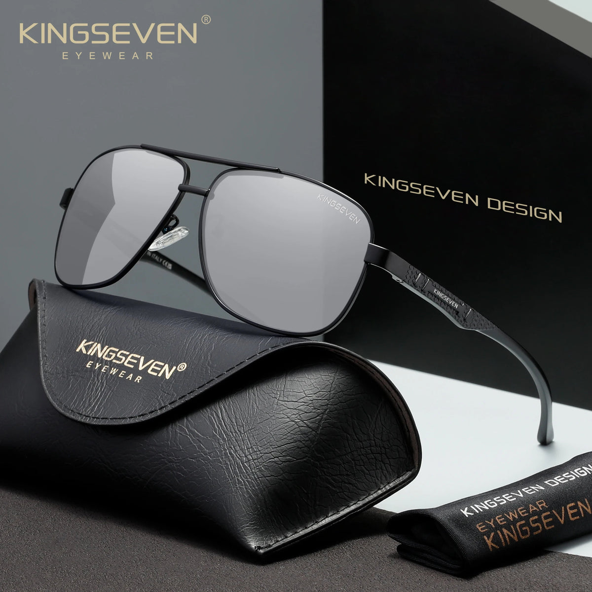 KINGSEVEN Retro Luxury Polarized UV400 Sunglasses Unisex Trendy Protective Eyewear For Ideal For Driving
