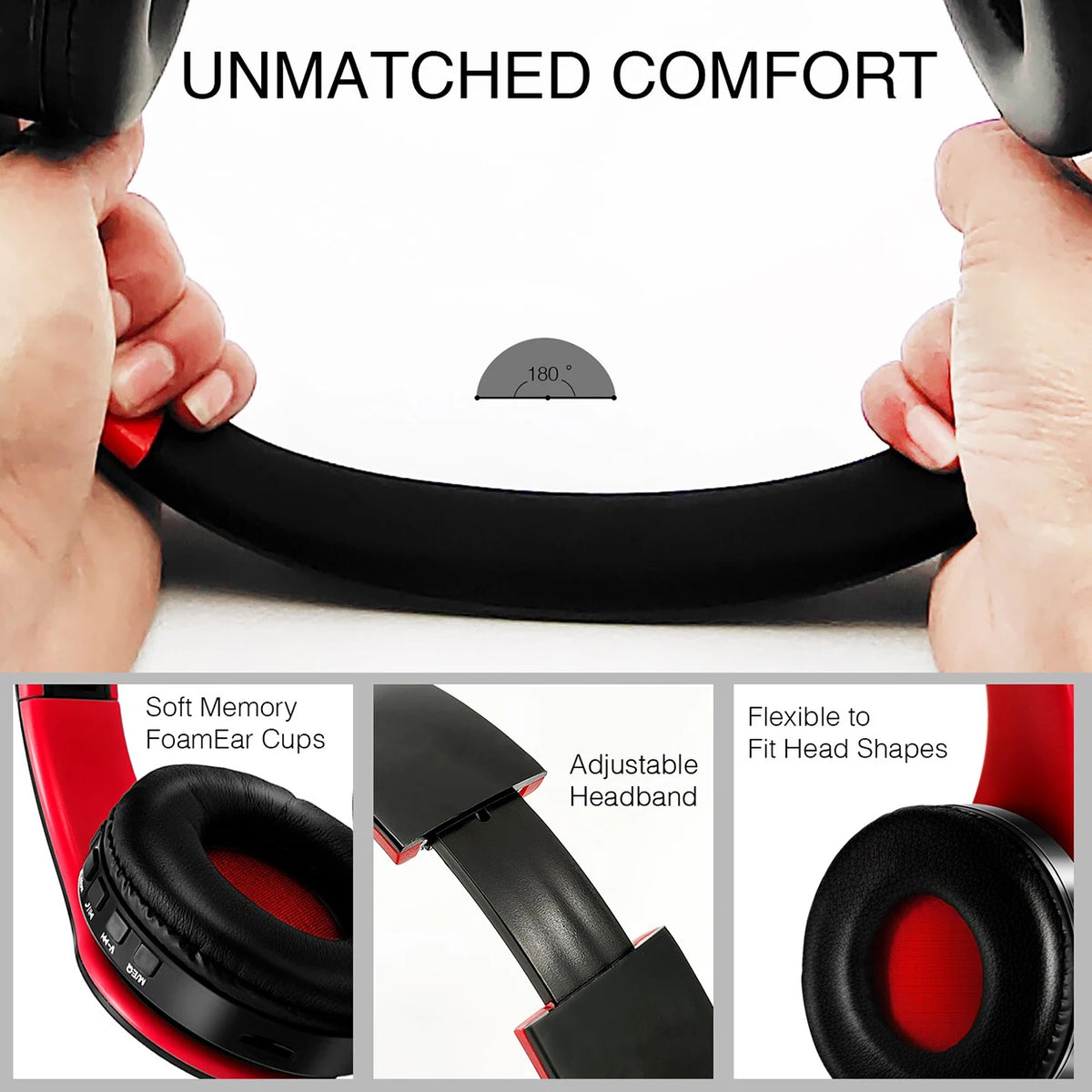 Wireless Bluetooth 5.3 Over-Ear Headphones with Mic & 20-Hour Playtime