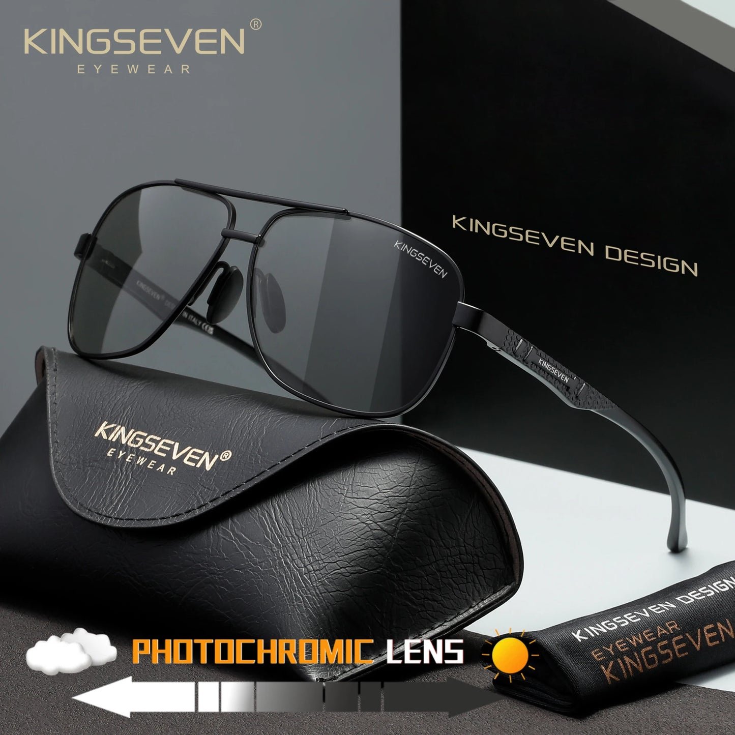 KINGSEVEN Retro Luxury Polarized UV400 Sunglasses Unisex Trendy Protective Eyewear For Ideal For Driving