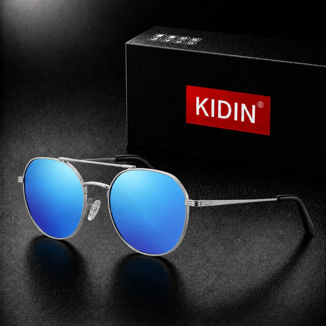 KIDIN Double Bridge Octagon Aviator Sunglasses – UV400 Unisex Metal Frame