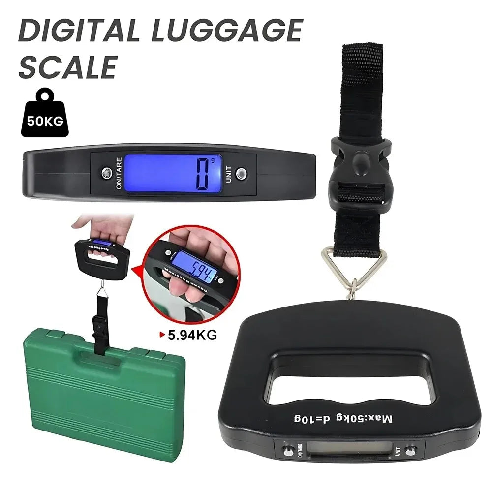 Portable Digital Luggage Scale 110lb/50kg LCD Hanging Travel Baggage Weight Scale with Auto Lock & Tare Function