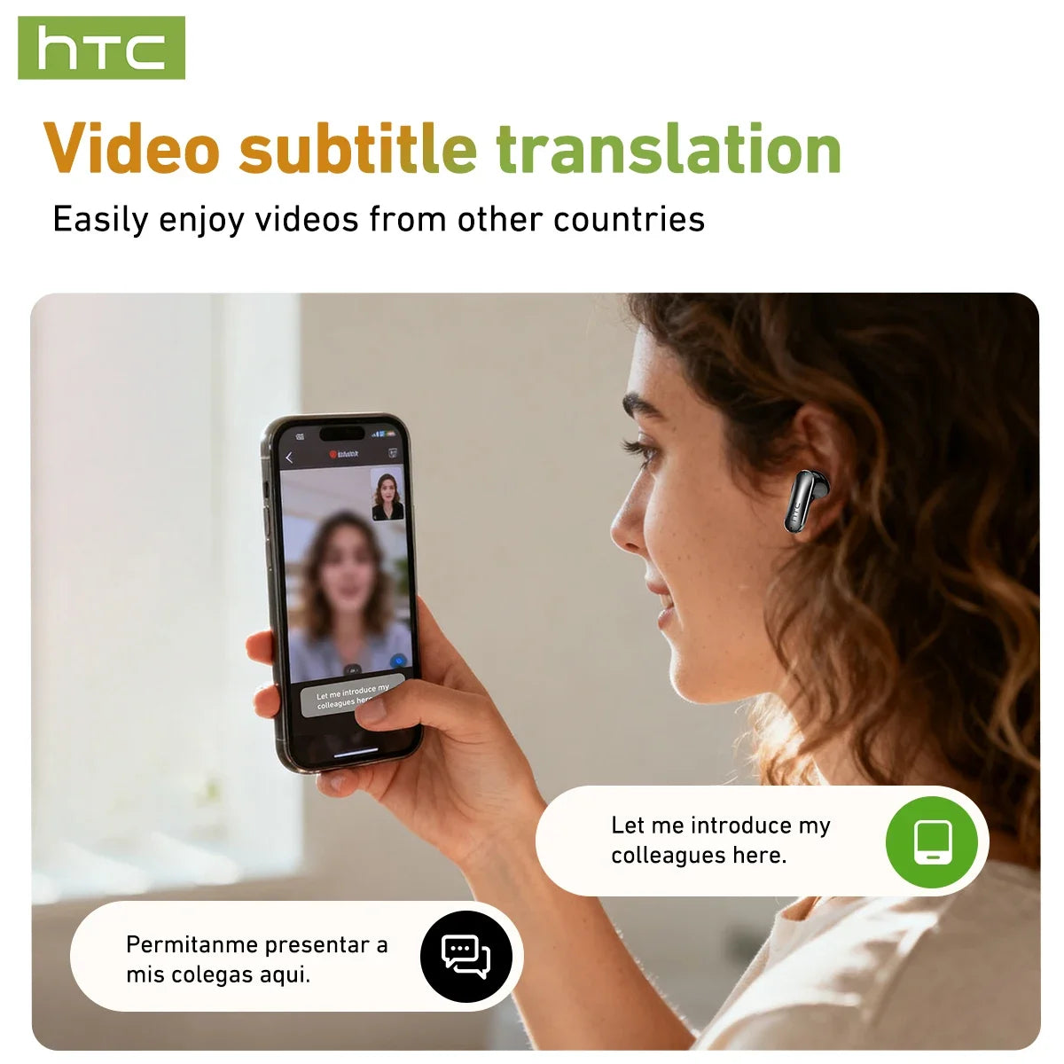 HTC NE48 Smart Touchscreen Wireless Earbuds with AI Translation