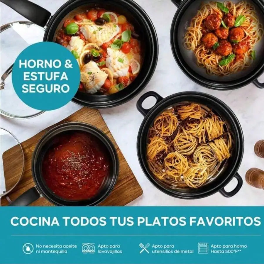 13-Piece Nonstick Cookware Set – Complete Kitchen Pots, Pans & Utensils | Durable, Easy Cooking, Modern Black Design