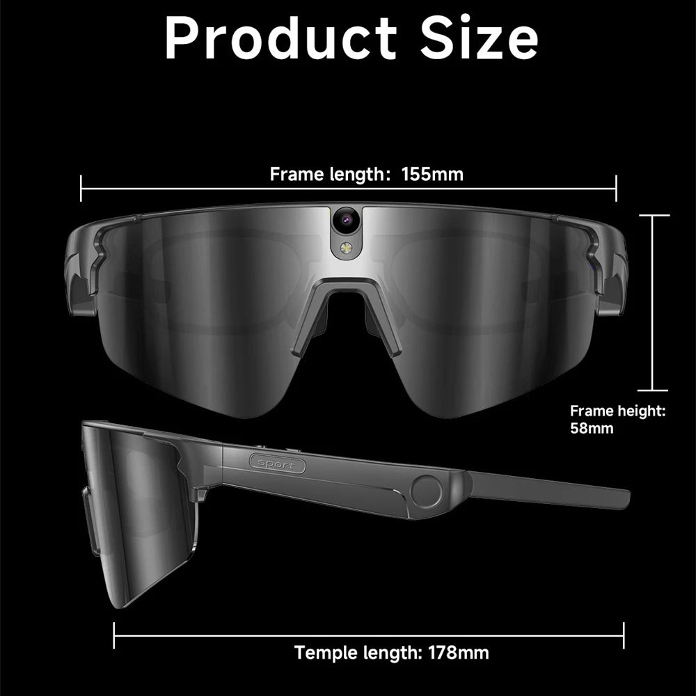 AI Cycling Smart Glasses with 4K Camera, Bluetooth Calls, Translation & Music