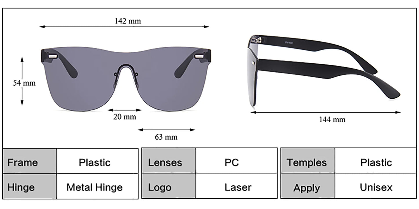 Unisex Polarized Rimless Sunglasses UV400 Wraparound Sports Eyewear