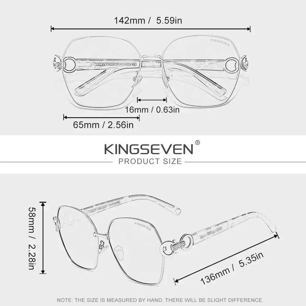 KINGSEVEN Women Polarized Sunglasses UV400 Oversized Butterfly Alloy Frame Driving