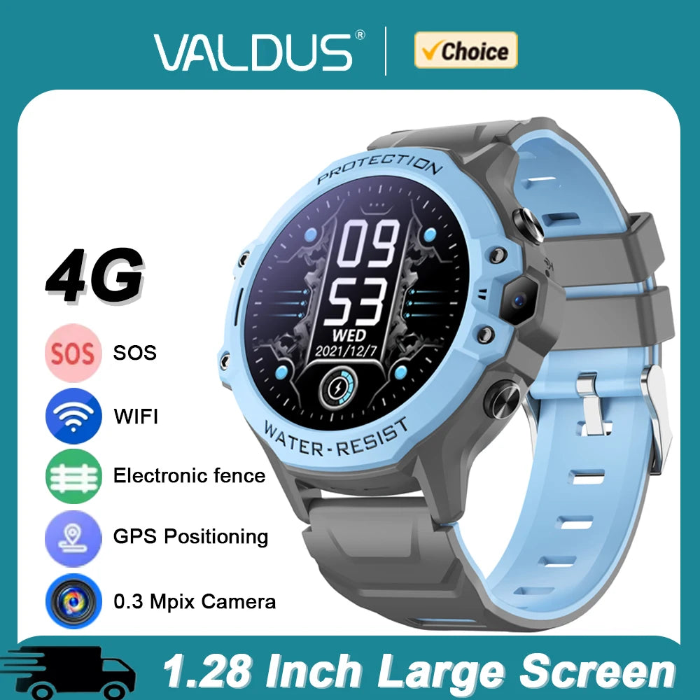 4G Kids Smart Watch with GPS, SOS Calling, Camera, WiFi & Safety Tracking