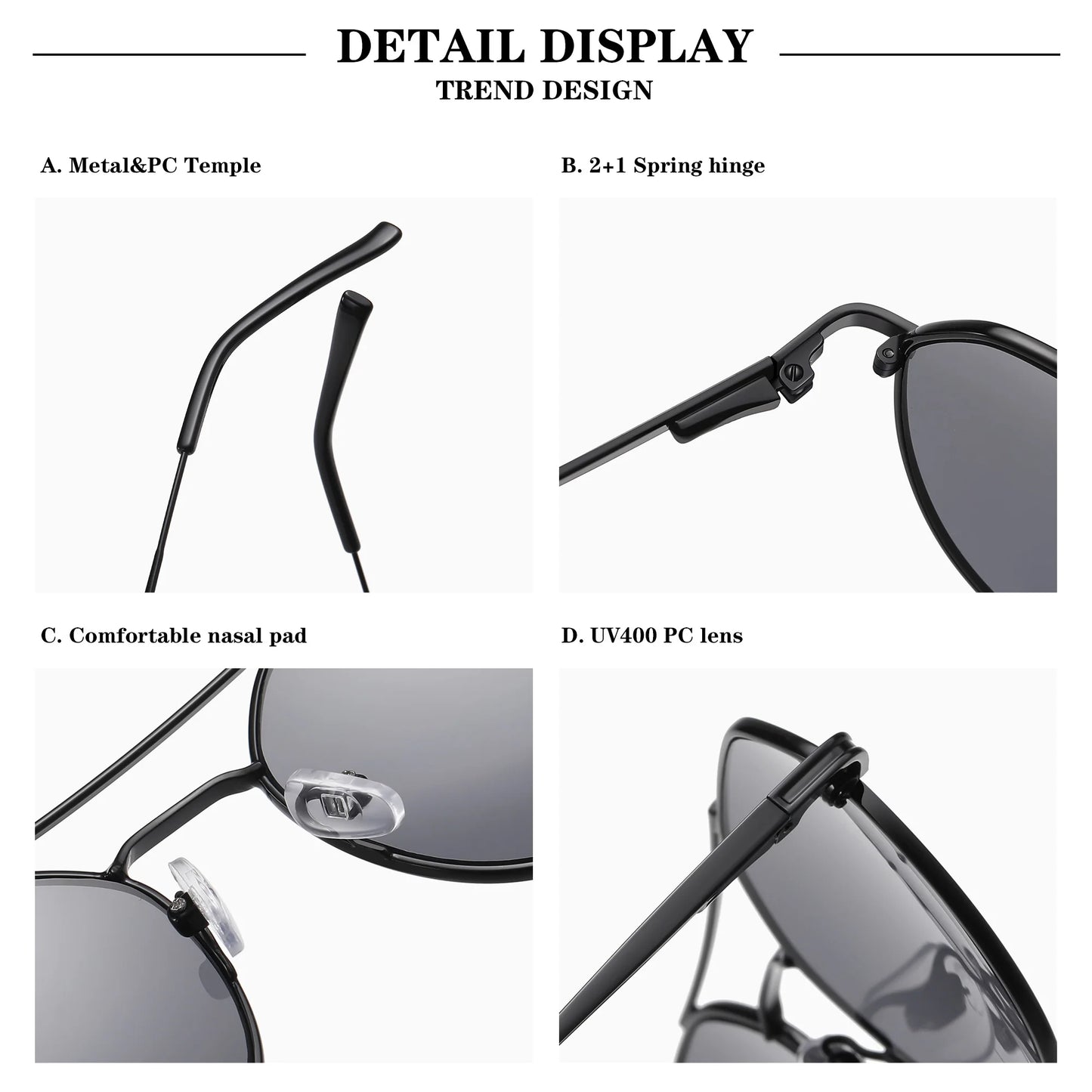 KIDIN Double Bridge Octagon Aviator Sunglasses – UV400 Unisex Metal Frame