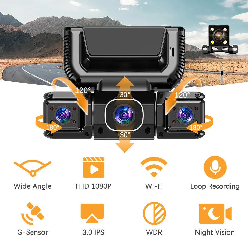 4-Channel 1080P Car DVR Dash Cam WiFi 360° View Parking Monitor