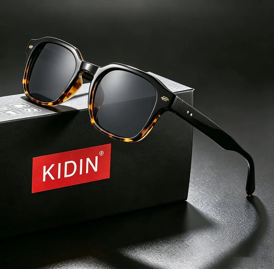 KIDIN Retro Square Rivet Polarized UV400 Sunglasses for Men & Women