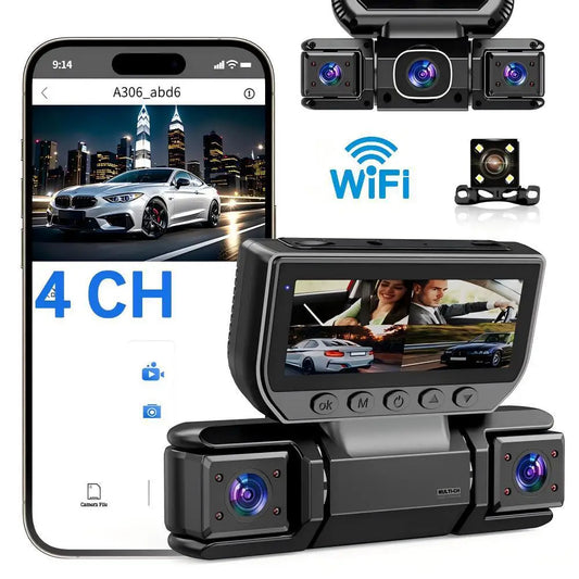 4-Channel 1080P Car DVR Dash Cam WiFi 360° View Parking Monitor