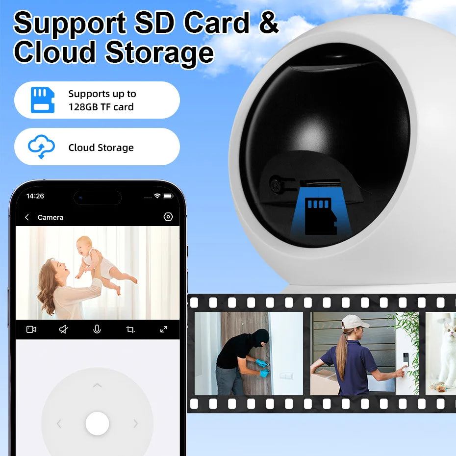 FUERS 5MP WiFi PTZ Security Camera – 360° Pan & Tilt, Auto Tracking, Night Vision & Two-Way Audio