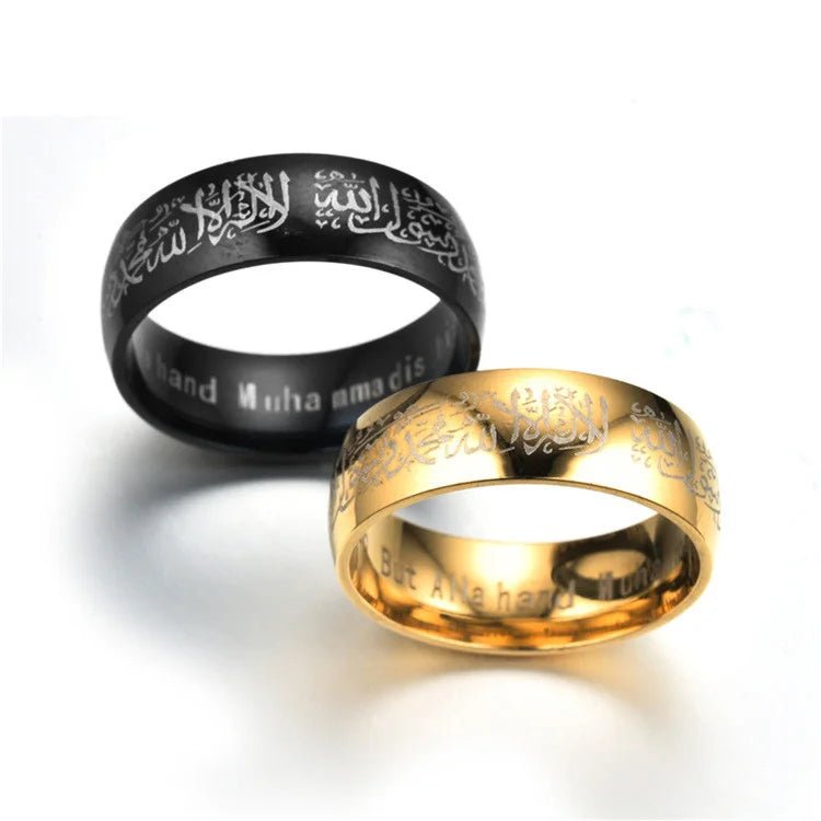 Maxmoon Trendy Titanium Steel Quran Messager rings Muslim religious Islamic halal words men women vintage bague Arabic God ring – Buy Now at SmartSellHub.shop