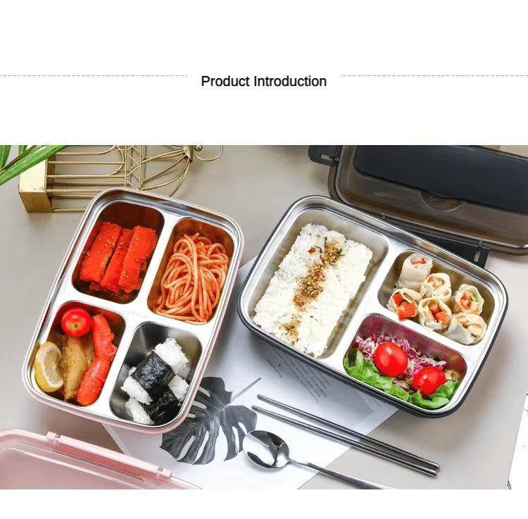 Stainless Steel Bento Lunch Box with Compartments – Easy-Clean Food Container for Work & Office