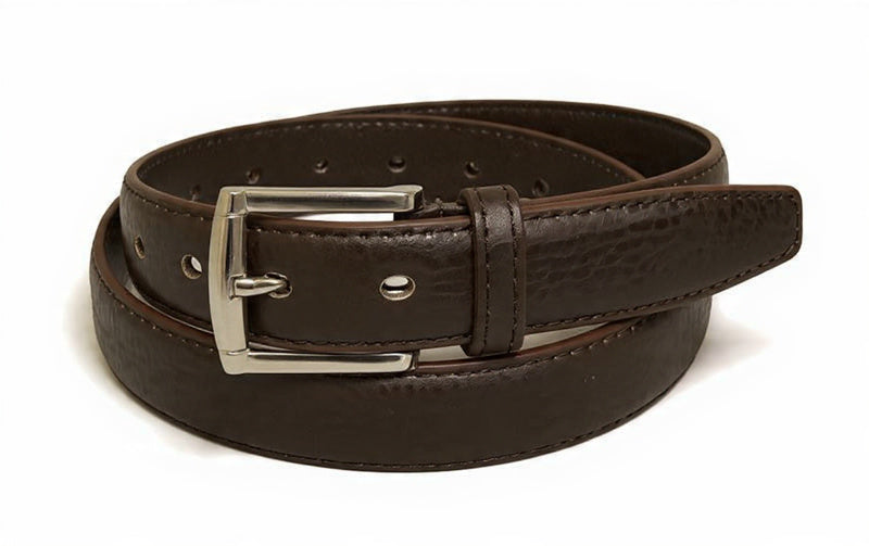 Men's Brown PU Leather Belt for Jeans – Casual & Business Dress Belt Adjustable Size Durable Metal Buckle