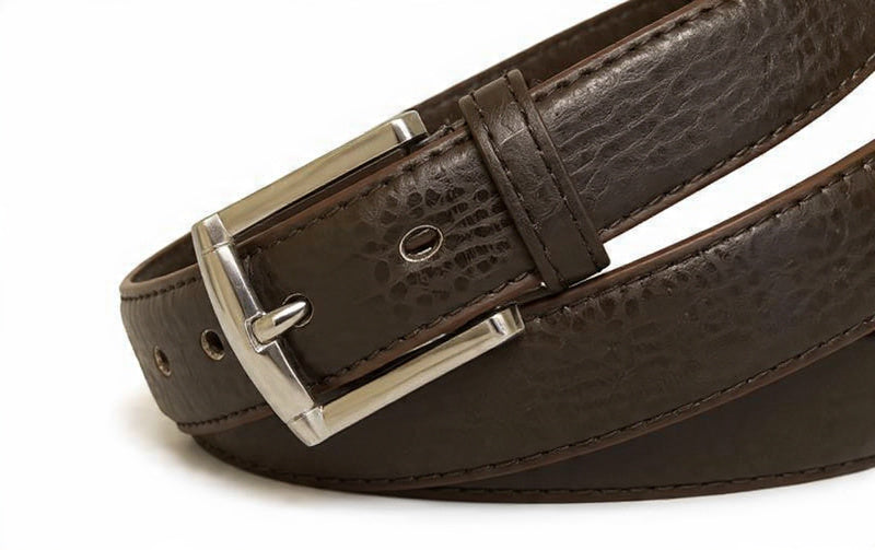 Men's Brown PU Leather Belt for Jeans – Casual & Business Dress Belt Adjustable Size Durable Metal Buckle
